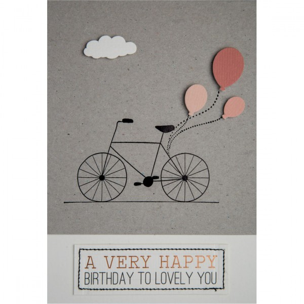 Räder - Glücksgrußkarte - Fahrrad - Luftballons - a very happy birthday